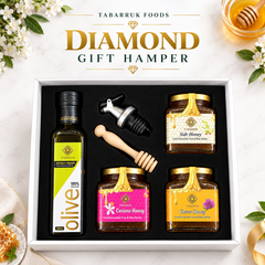 Gift Hamper - Extra Virgin Olive Oil, 250ml + Three 250g Honeys