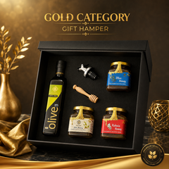 Gift Hamper - Extra Virgin Olive Oil, 250ml + Three 250g Honeys